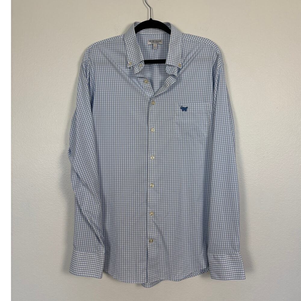 Perter Millar Summer Comfort Checkered Blue White Casual Button Down Large